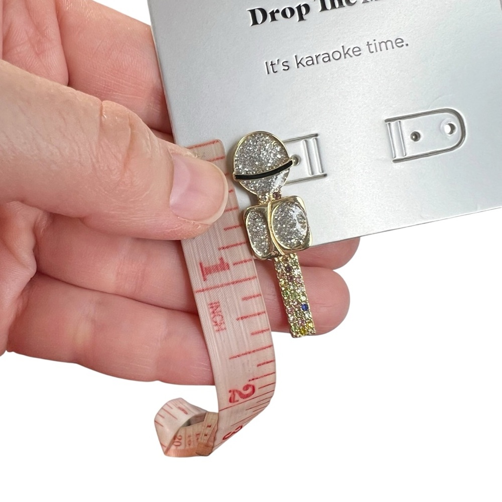 NWT Sugarfix by BaubleBar Drop The Mic Rhinestone Microphone Pierced Earrings - Picture 8 of 8
